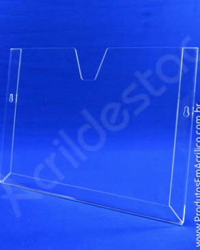 Display de acrilico Parede Cristal com moldura dobrada Horizontal DY 401