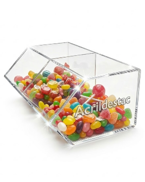 Baleiro de acrilico cristal Duplo 15x24,9x20cm para quiosques lojas