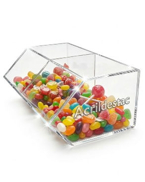 Baleiro de acrilico cristal Duplo 15x33x20cm para quiosques lojas