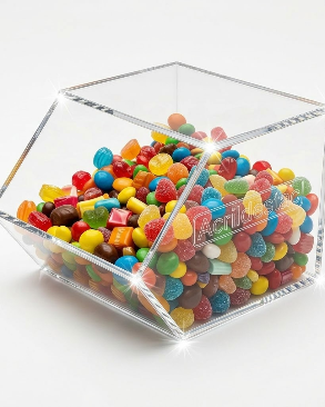 Baleiro de acrilico cristal indiv 15x12x20cm para quiosques lojas
