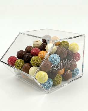 Baleiro de acrilico cristal indiv 15x18x22cm para quiosques lojas 