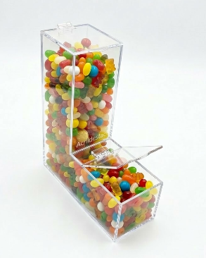 Baleiro de acrílico cristal individual 23cm Alt para lojas festas balas doces cereais a granel