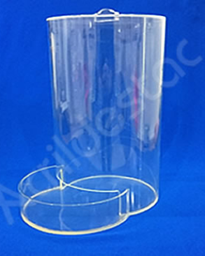 Baleiro de acrilico cristal Tubo 30 cm alt x 15 cm diametro com tampa