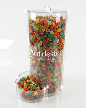 Baleiro de acrilico cristal Tubo efeito gravitacional com Tampa e Dispenser 10 X 30 cm