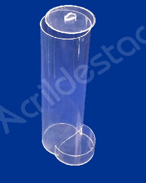 Baleiro de acrilico cristal Tubo efeito gravitacional com Tampa e Dispenser 30 cm