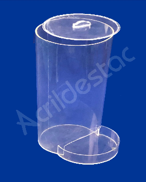 Baleiro de acrilico cristal Tubo efeito gravitacional com Tampa e Dispenser 30 cm