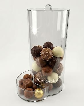 Baleiro de acrilico cristal Tubo efeito gravitacional com Tampa e Dispenser 44 cm