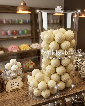 Baleiro de acrilico cristal Tubo efeito gravitacional com Tampa e Dispenser 44 cm