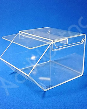Baleiro de acrilico transparente com Tampa de correr 15x12x20cm para lojas