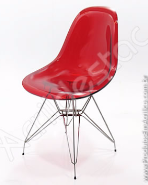 Cadeira de acrilico Charles Eames DKR Torre inox