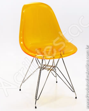 Cadeira de acrilico Charles Eames DKR Torre inox