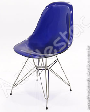 Cadeira de acrilico Charles Eames DKR Torre inox