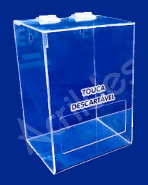 Caixa Acrilico cristal para EPI 22x15cm caixa organizadora com janela de abertura frontal para EPIs 