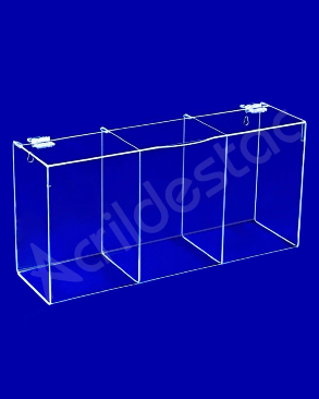 Caixa Acrilico para EPI 22x45cm Tripla com divisorias - Caixa Porta EPIs 
