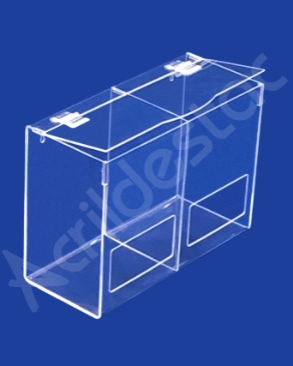 Caixa de EPI Acrilico 22x30cm Dupla com divisoria - caixa transparente com abertura frontal para EPIs 