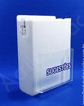 Caixa de Sugestões em Acrílico Branca 24cm caixa personalizada