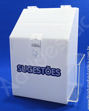 Caixa de Sugestões em Acrilico Branco 25 CM Altura ST115