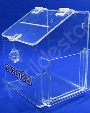 Caixa de Sugestões em Acrilico Cristal 20 CM Altura ST104