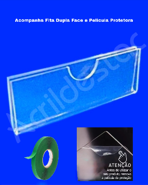 Display Acrilico porta preço e etiqueta modelo U 5x10cm Horizontal