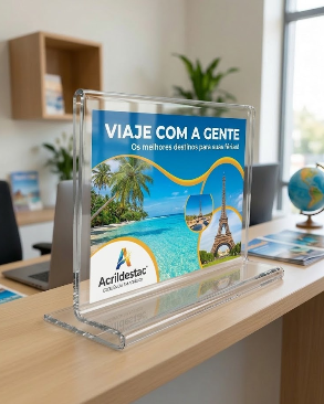 Display acrilico T duplo de mesa para folders A3 30x42 Horizontal