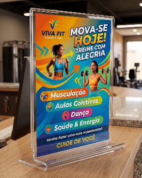 Display acrilico T duplo de mesa para folhas A3 42x30 Vertical 
