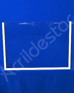 Display de PS Cristal acrilico similar para parede com moldura em Quadro de Aviso A2 Horizontal