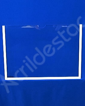 Display de acrilico Cristal Bolso Folha A5 de parede Horizontal