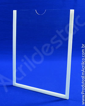 Display de acrilico Cristal Porta Folheto de parede com moldura A5 Vertical