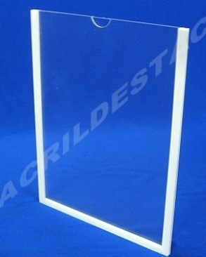 Display de acrilico Cristal com Borda em acrílico Branco para parede DY380