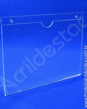 Display de PS Cristal acrilico similar Porta Folhas de parede modelo U Duplo A4 21x30 Horizontal