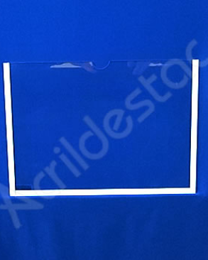 Display de PS Cristal acrilico similar para parede fita dupla face Bolso Folha A3 Horizontal