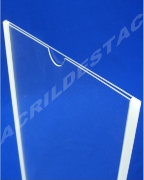 Display de PS Cristal acrilico similar Porta Folheto de parede DUPLO Com Fundo A5 Vertical