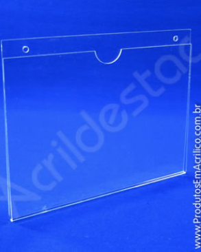 Display de PS Cristal acrilico similar Porta Folheto de parede modelo U Duplo A1 59,4x84 Horizontal