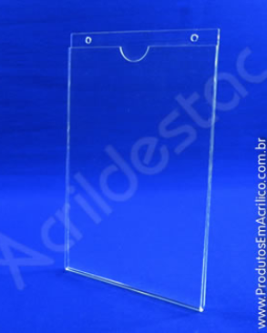 Display de PS Cristal acrilico similar Porta Folheto de parede modelo U Duplo A5 21x15 Vertical