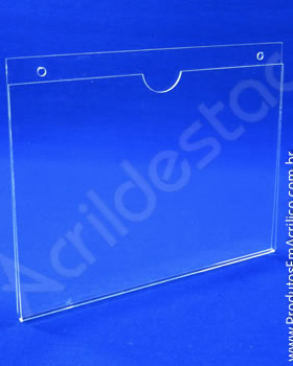 Display de acrilico para Parede com Fundo Dobrado U A3 Horizontal