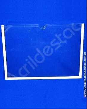 Display de Acrilico Porta Folheto de parede DUPLO Com Fundo A4 Horizontal