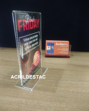 Display de acrilico T de mesa para folhetos e folders A4 30x21 Vertical