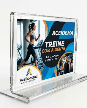 Display de acrilico T de mesa para folhetos e folders A4 21x30 Horizontal
