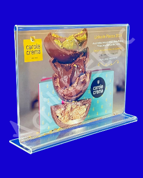 Display de acrilico T de mesa para folhetos e folders A4 21x30 Horizontal