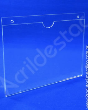 Display de acrilico para parede modelo U Porta Folha mapa A2 Horizontal 3mm