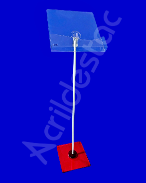 Display de Chão Pedestal Acrilico para Revista ou Jornal 350 Folhetos Vertical