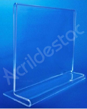 Display de PS Cristal acrilico similar T invertido para balcão mesa restaurante A6 10x15 Horizontal