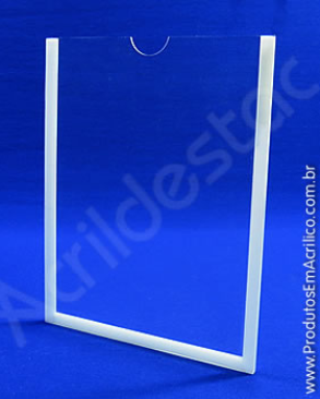Display de acrilico Cristal Porta Folheto de parede com moldura A6 Vertical