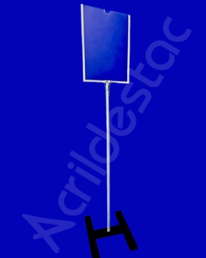 Display Expositor Acrilico Porta Folheto de Piso para Cardapio A3 42x30 Base Aluminio H Preto