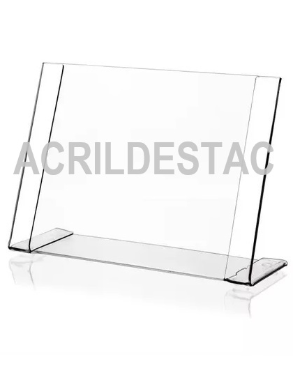 Display PETG cristal em L para mesa e balcão 10x21 Horizontal