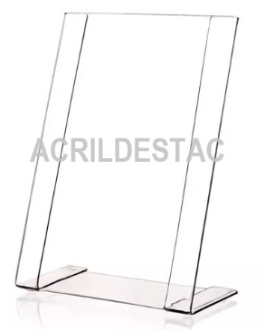 Display PETG cristal em L para mesa e balcão 21x10 Vertical