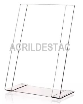 Display PETG cristal em L para mesa e balcão A5 21x15 Vertical
