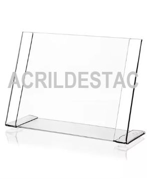 Display PETG cristal em L para mesa e balcão A6 10x15 Horizontal