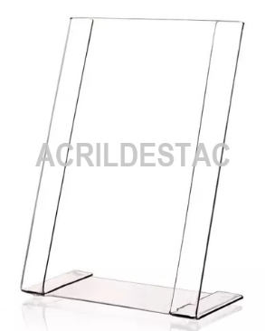 Display PETG cristal em L para mesa e balcão A6 15x10 Vertical