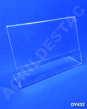 Display PS cristal acrilico similar em L para mesa e balcão A6 10x15 Horizontal